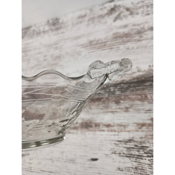 VTG Indiana Glass Clear Cut Wheat Design Celery Pickle Bowl Dish With Handle MCM - Picture 5 of 10